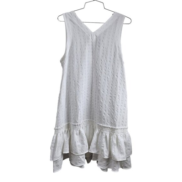 Calvin Klein New Ruffle-Hem Mini A-Line Tiered Ruffle White Boho Dress - Picture 7 of 8